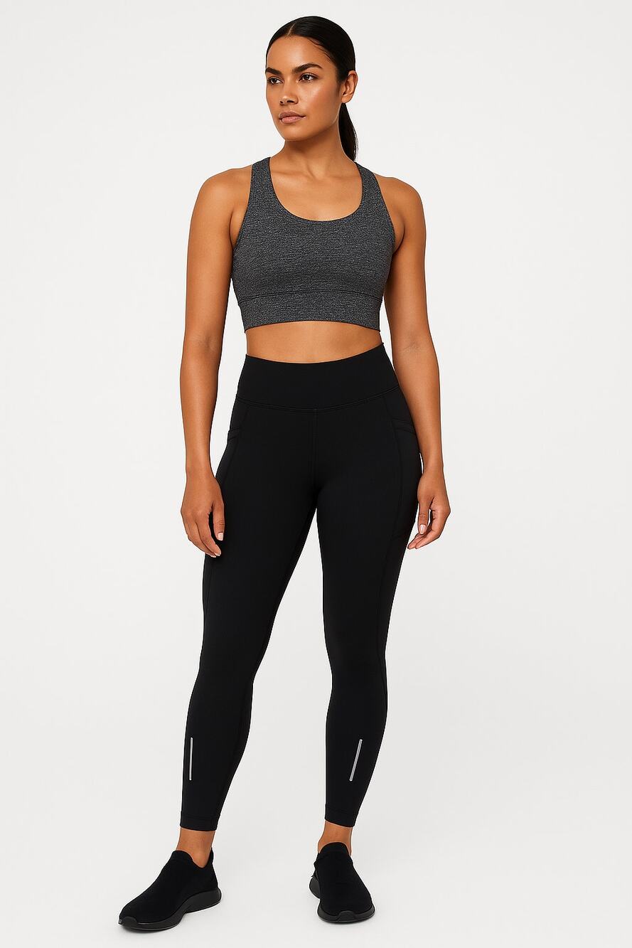 Lululemon Sz 6 Black Stretch Leggings Pockets Athleisure Hiking Reflective